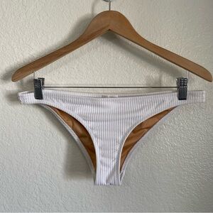 Made By Dawn White Ribbed Bikini Bottoms Size Large Swimsuit Low Rise
